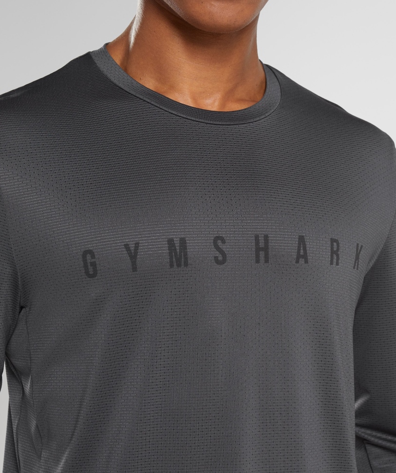 Gymshark Sport ριγέ μακρυμάνικο μπλουζάκι Onyx γκρι