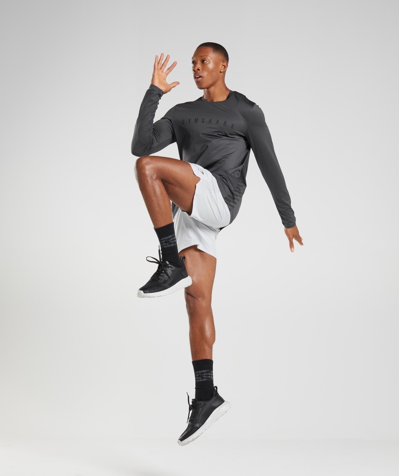 Gymshark Sport ριγέ μακρυμάνικο μπλουζάκι Onyx γκρι