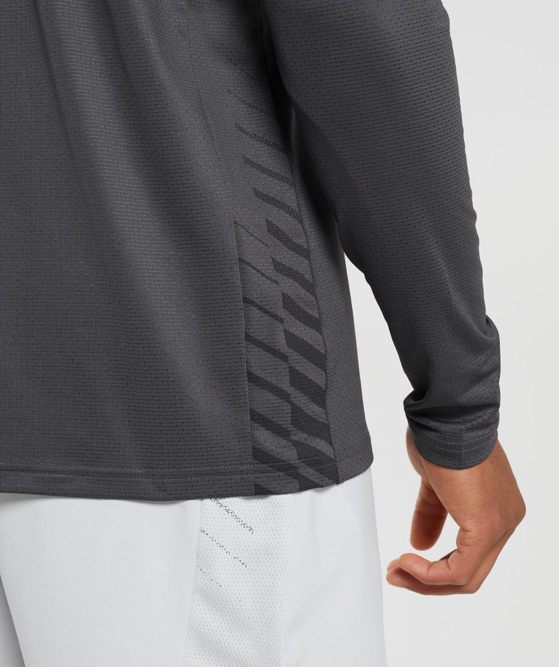 Gymshark Sport ριγέ μακρυμάνικο μπλουζάκι Onyx γκρι