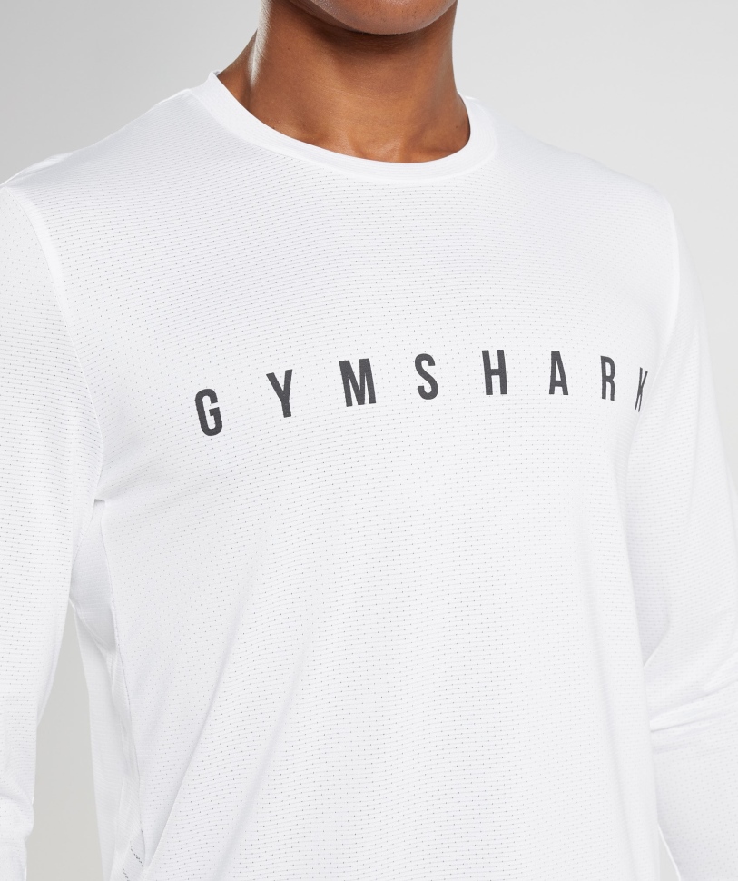 Gymshark Sport ριγέ μακρυμάνικο μπλουζάκι λευκό