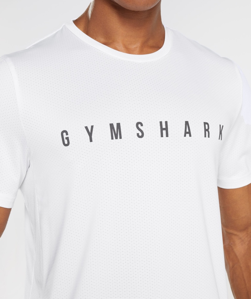 Gymshark Sport ριγέ μπλουζάκι λευκό