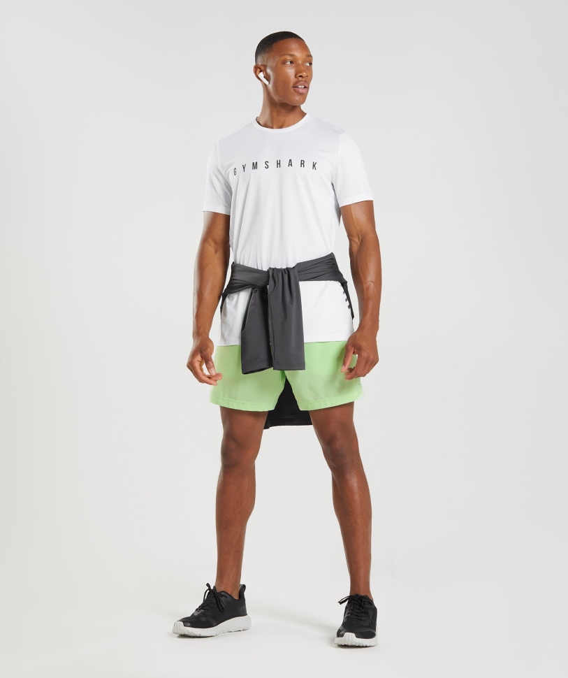 Gymshark Sport ριγέ μπλουζάκι λευκό