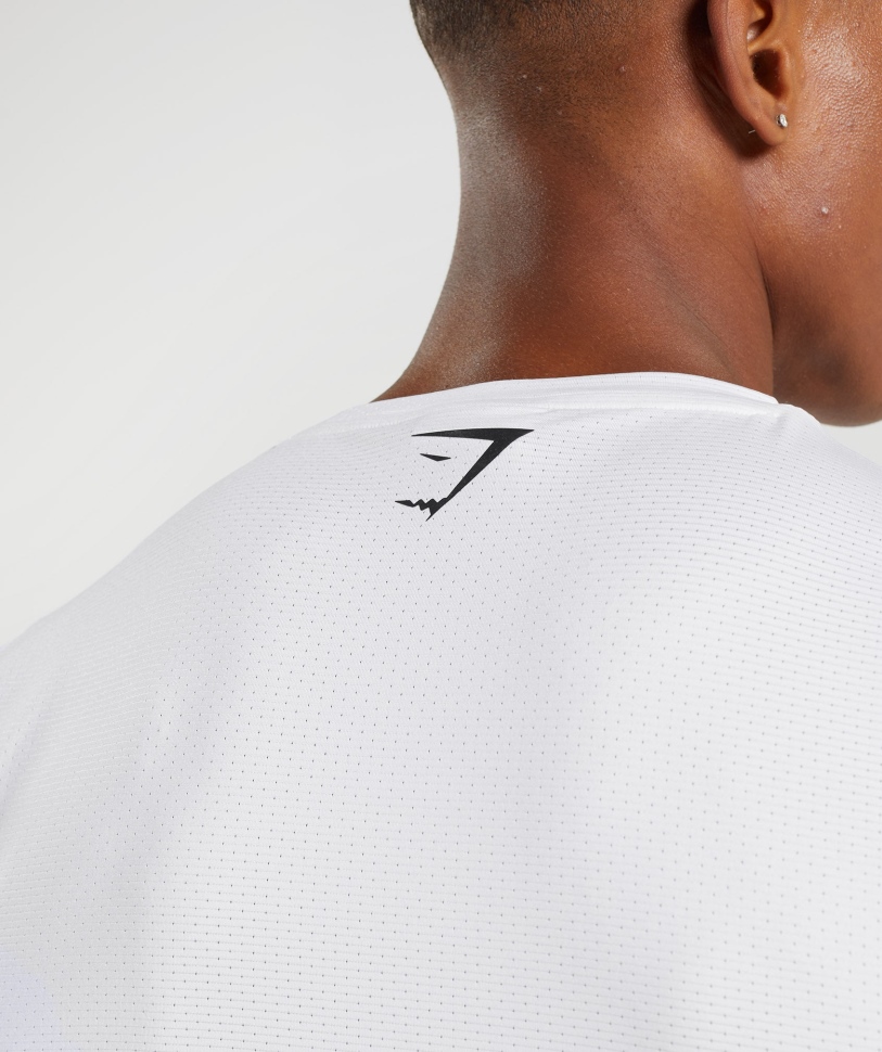 Gymshark Sport ριγέ μπλουζάκι λευκό