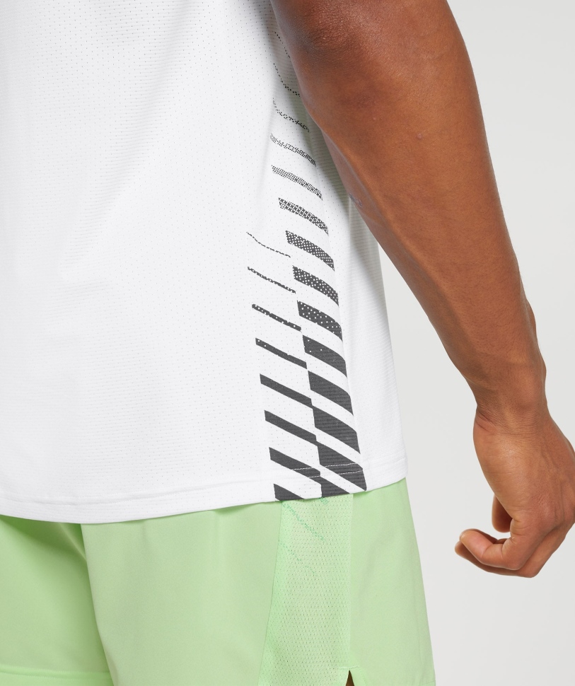 Gymshark Sport ριγέ μπλουζάκι λευκό