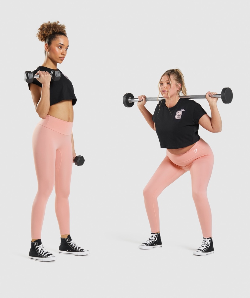 μαύρο μπλουζάκι Crop αυτοκόλλητο Gymshark