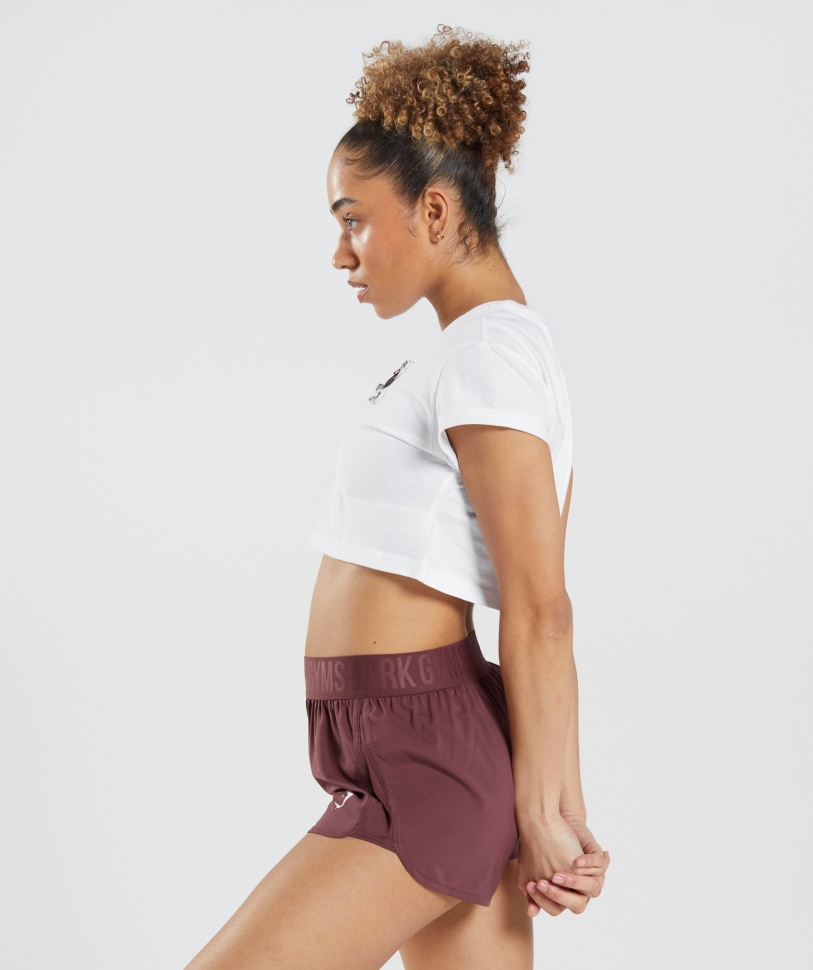 λευκό μπλουζάκι Crop αυτοκόλλητο Gymshark