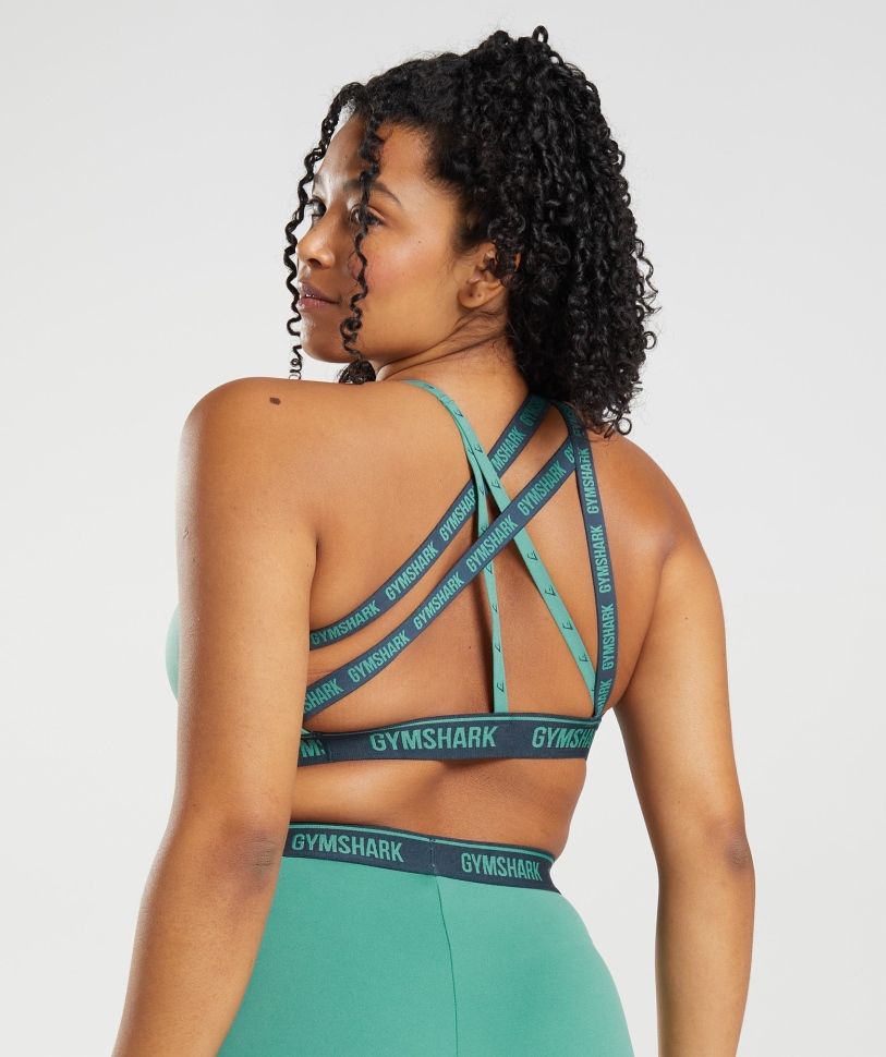 Gymshark Strike αθλητικό σουτιέν αλπικό πράσινο-ναυτικό