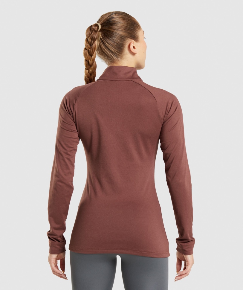 Gymshark Training 1/4 Zip Cherry Brown