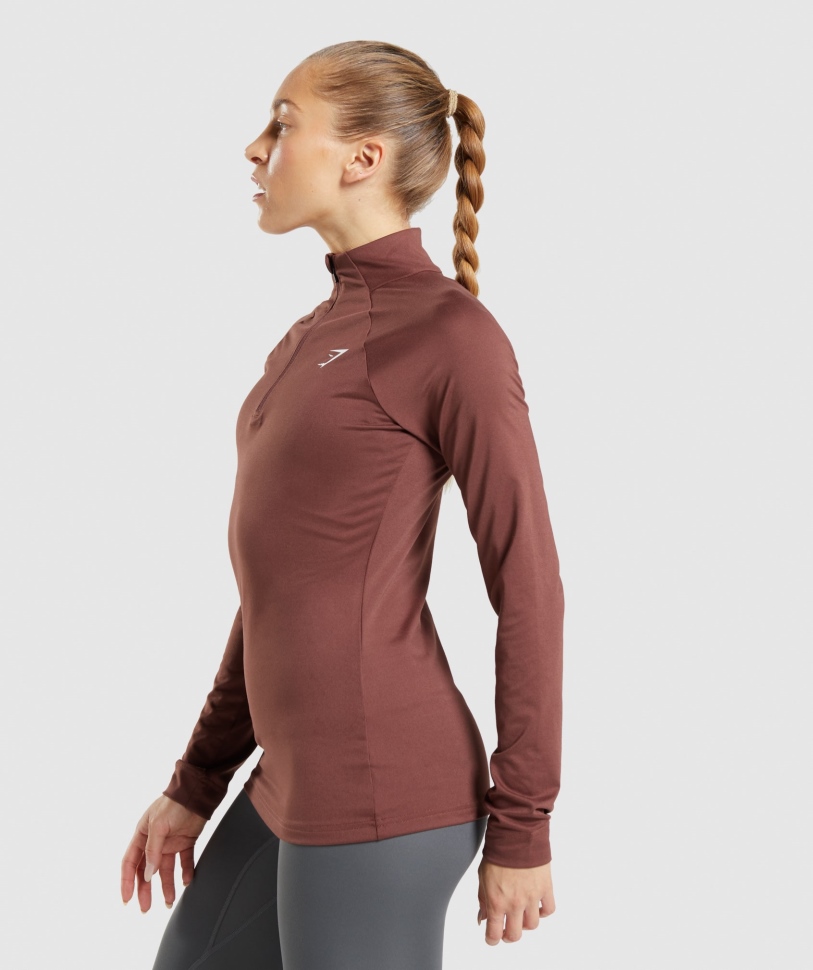 Gymshark Training 1/4 Zip Cherry Brown