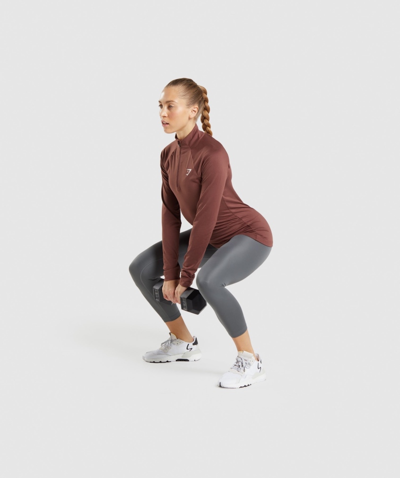 Gymshark Training 1/4 Zip Cherry Brown