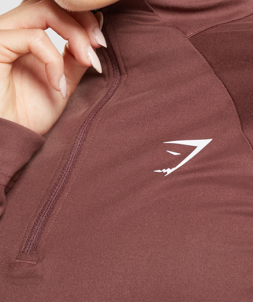 Gymshark Training 1/4 Zip Cherry Brown