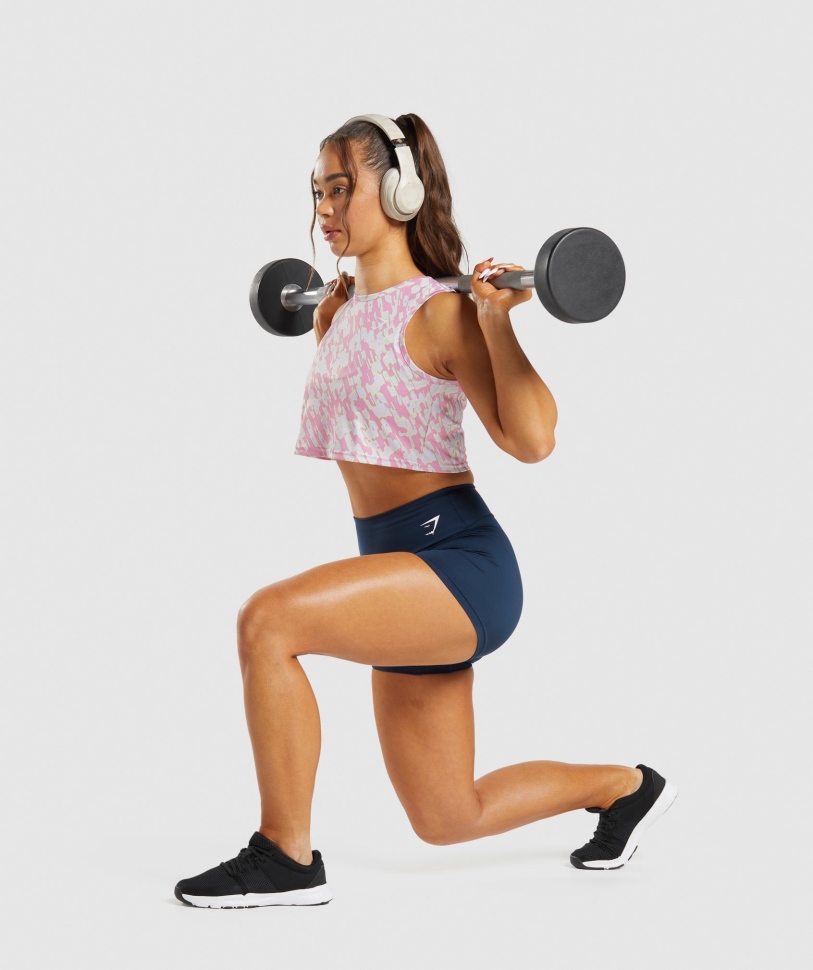 Gymshark Training Crop Tank ροζ εκτύπωση