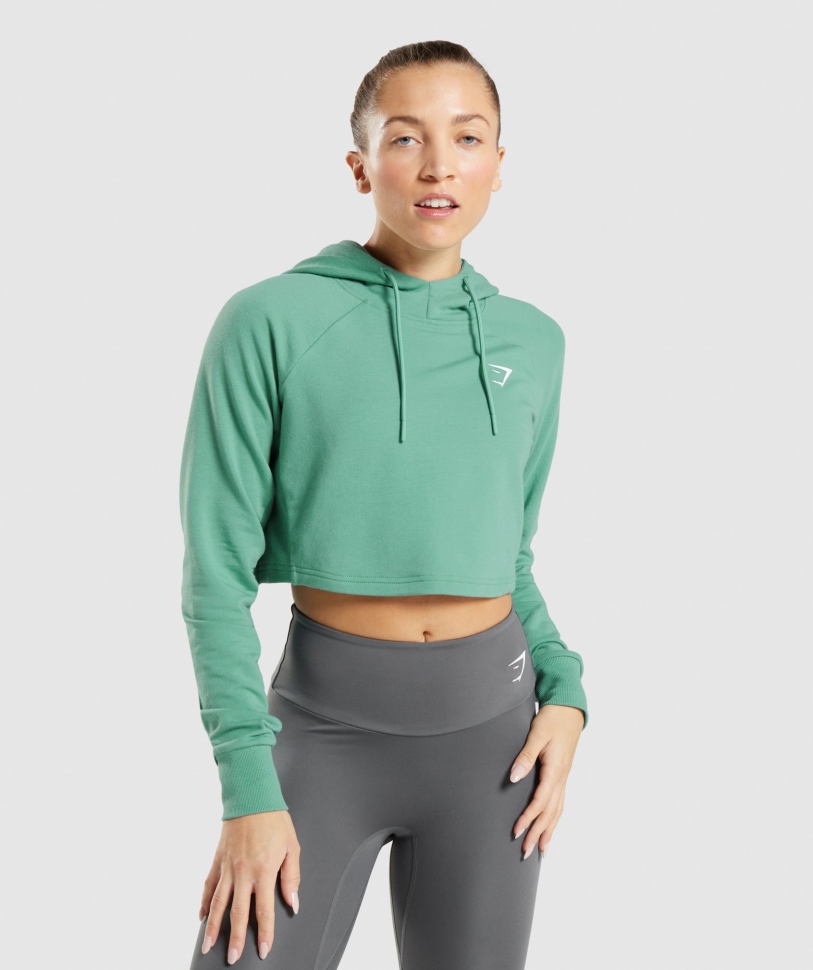 γυμναστήριο προπόνηση Cropped Hoodie αλπικό πράσινο