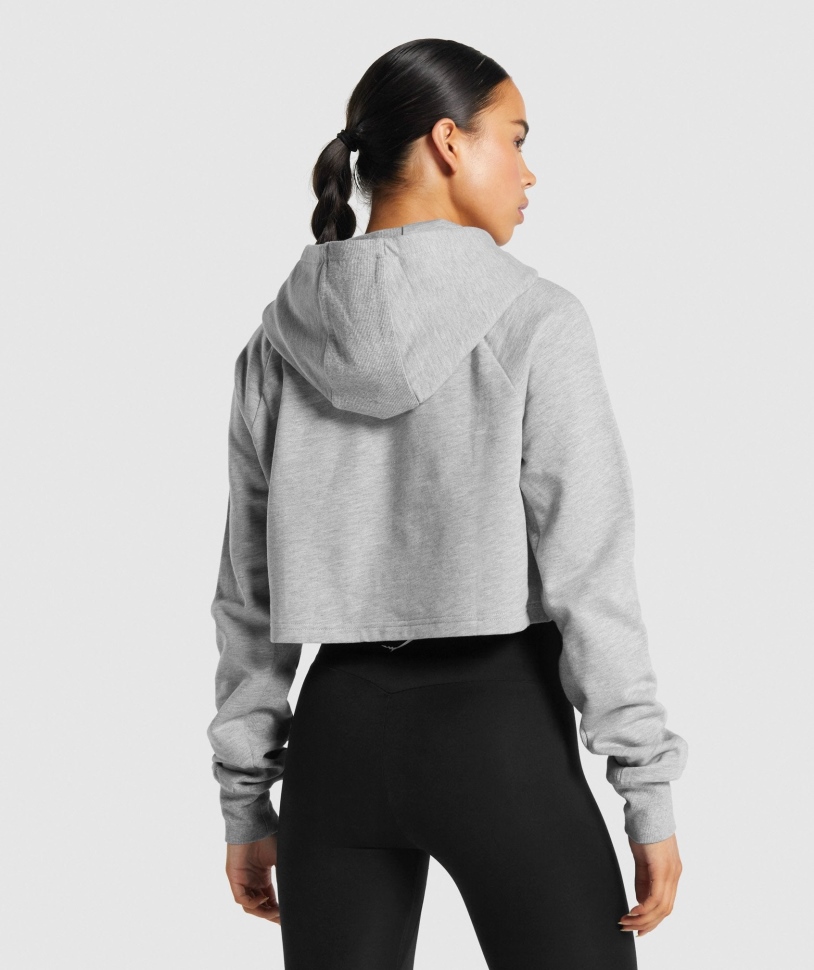 Gymshark Training Cropped Hoodie ανοιχτό γκρι μάργα
