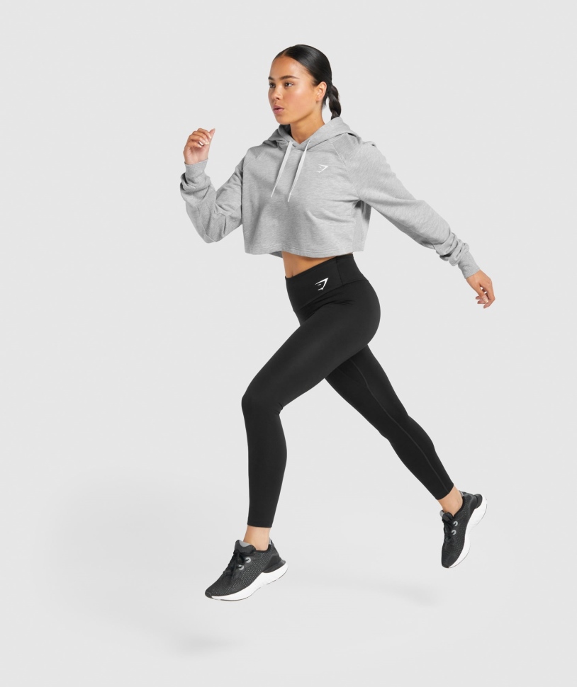 Gymshark Training Cropped Hoodie ανοιχτό γκρι μάργα