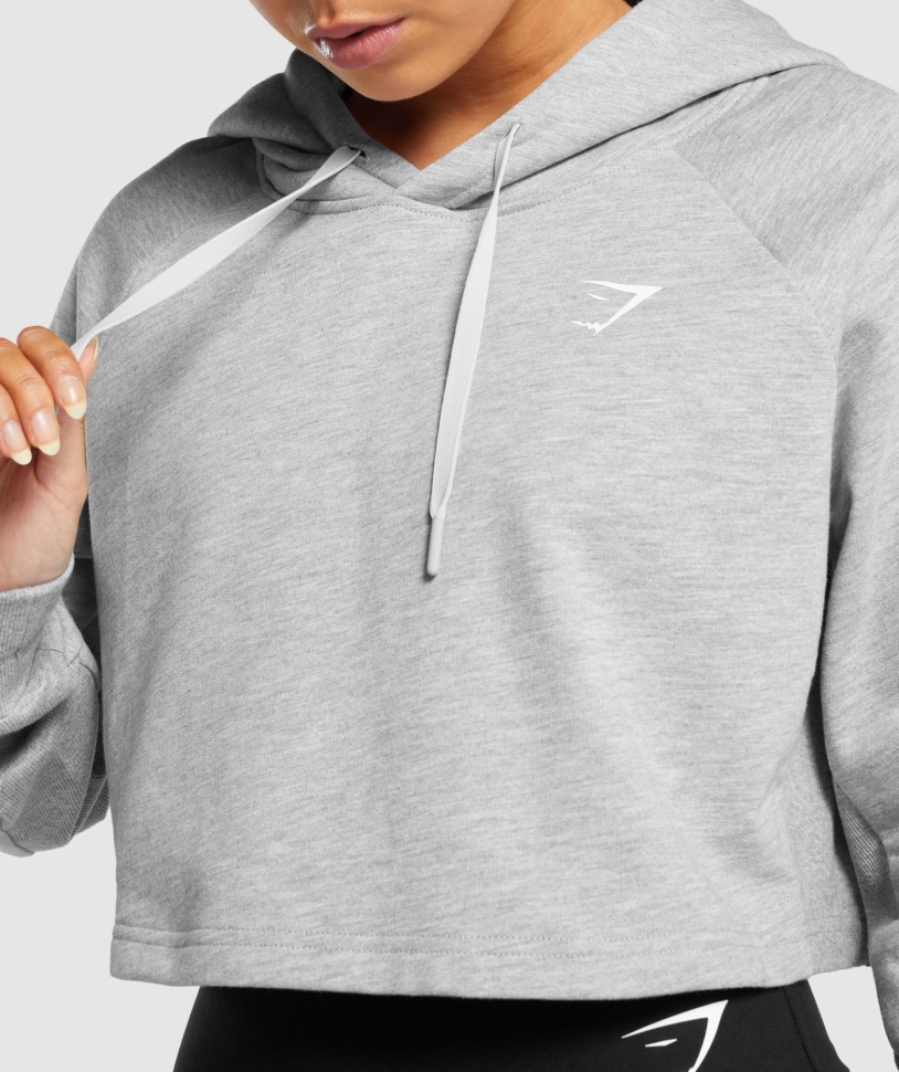 Gymshark Training Cropped Hoodie ανοιχτό γκρι μάργα