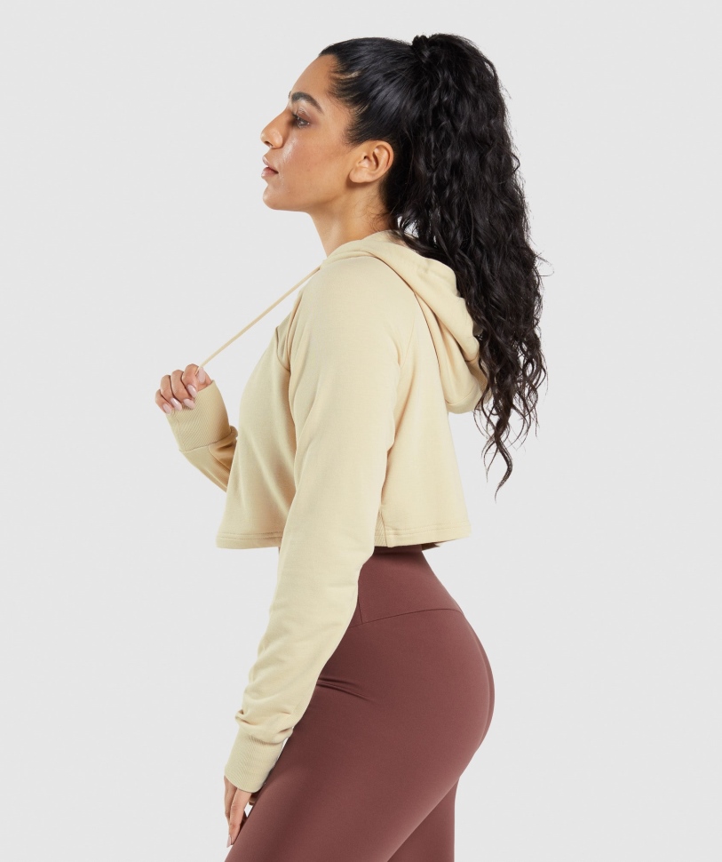 Gymshark Training Cropped Hoodie καφέ βανίλια