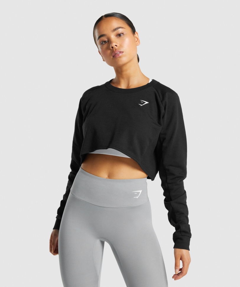 Gymshark κατάρτισης Cropped πουλόβερ μαύρες γυναίκες