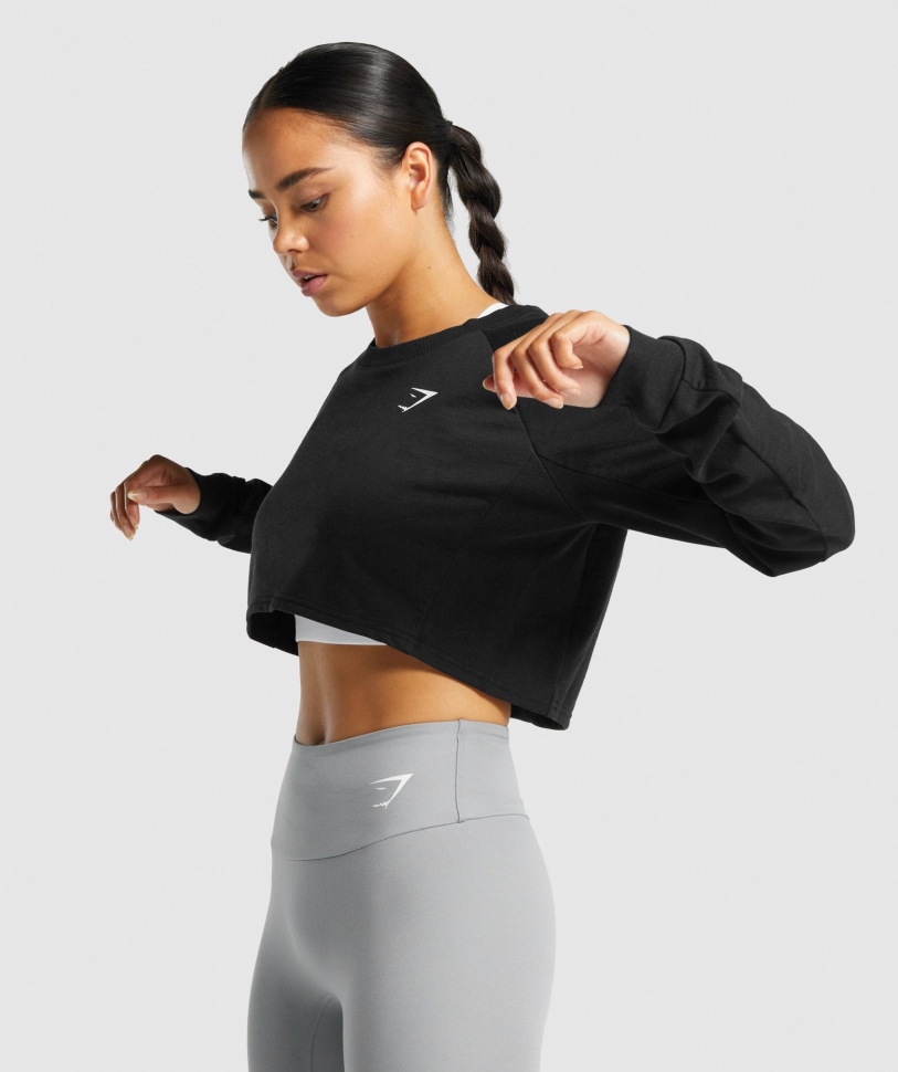 Gymshark κατάρτισης Cropped πουλόβερ μαύρες γυναίκες