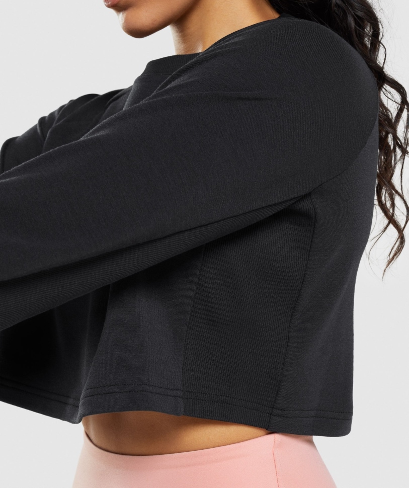 Gymshark Training Cropped πουλόβερ μαύρο