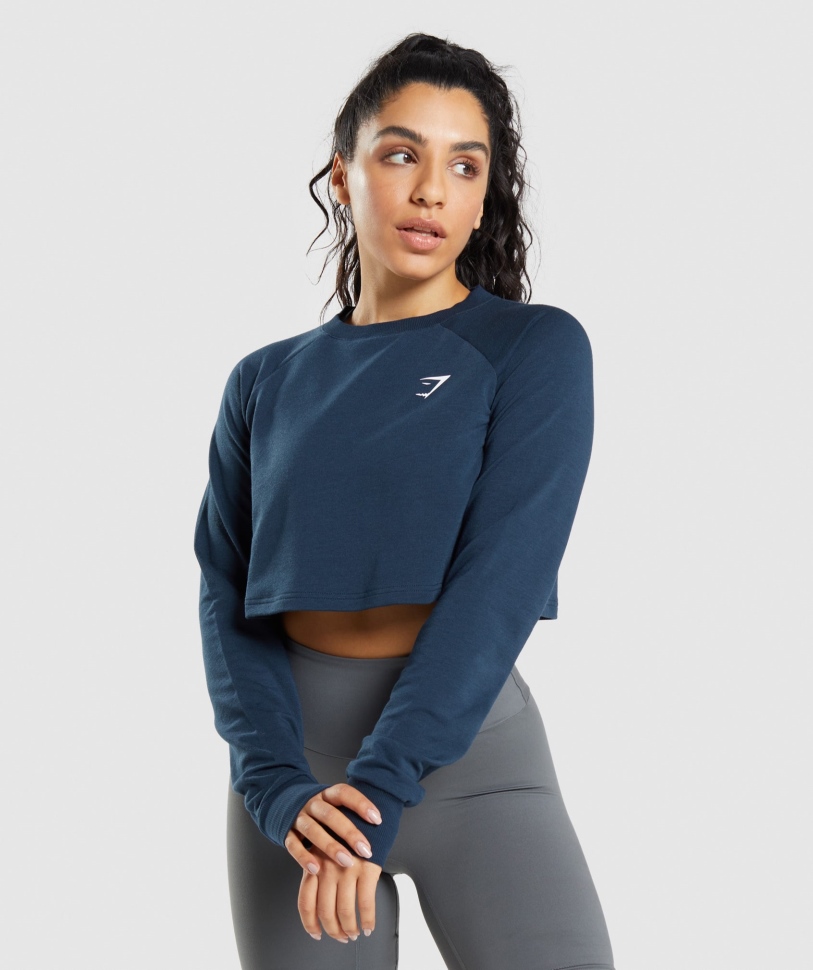 Gymshark εκπαίδευση Cropped πουλόβερ Navy