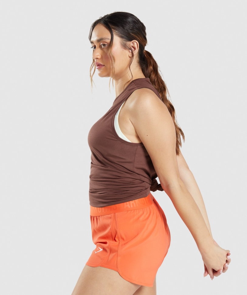 Gymshark προπόνηση πτώσης βραχίονας δεξαμενή κερασιά καφέ