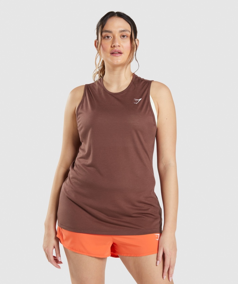 Gymshark προπόνηση πτώσης βραχίονας δεξαμενή κερασιά καφέ