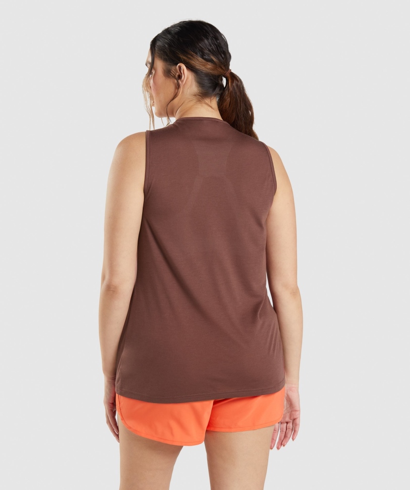 Gymshark προπόνηση πτώσης βραχίονας δεξαμενή κερασιά καφέ