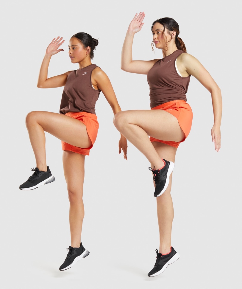 Gymshark προπόνηση πτώσης βραχίονας δεξαμενή κερασιά καφέ