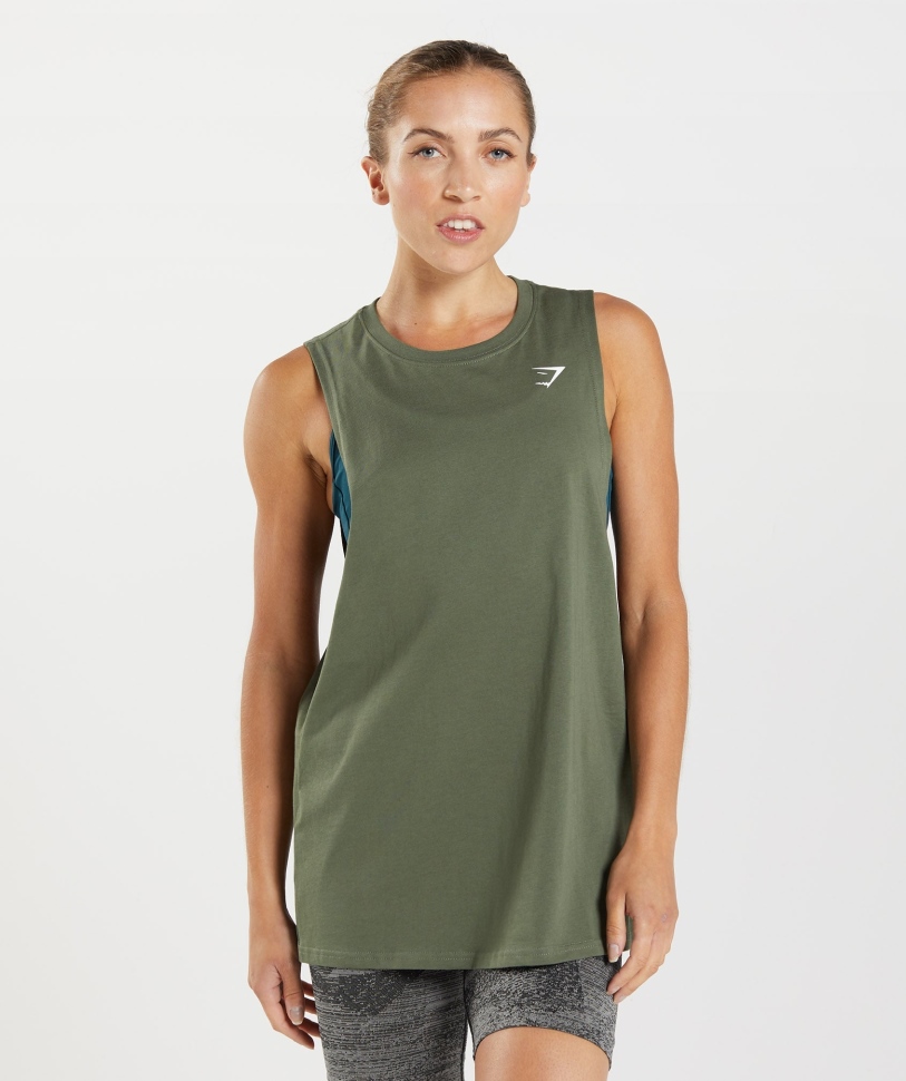 Gymshark Training Drop Arm Tank Core Olive