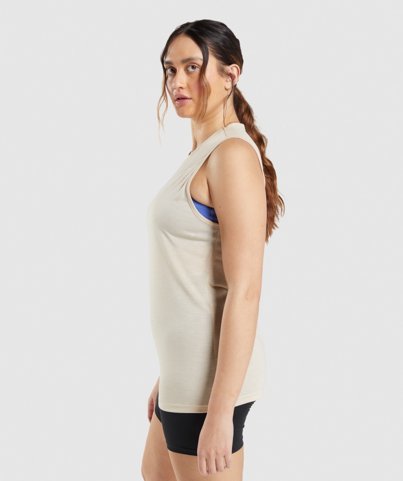 Gymshark Training Drop Tank Tank βανίλια καφέ