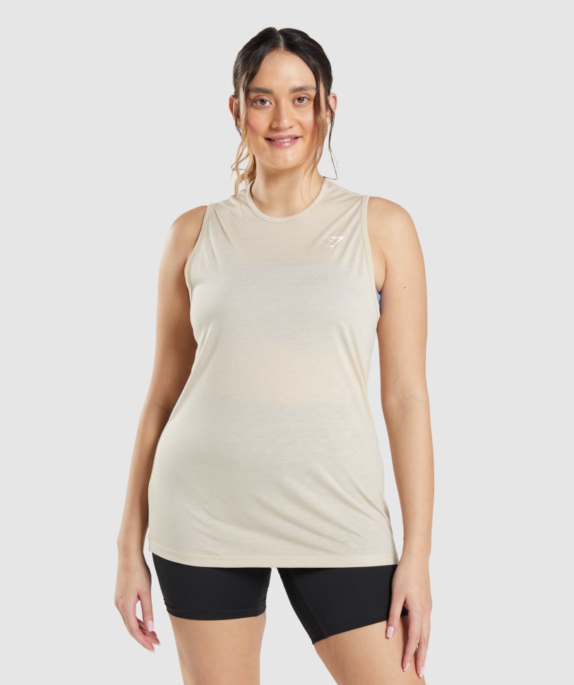 Gymshark Training Drop Tank Tank βανίλια καφέ
