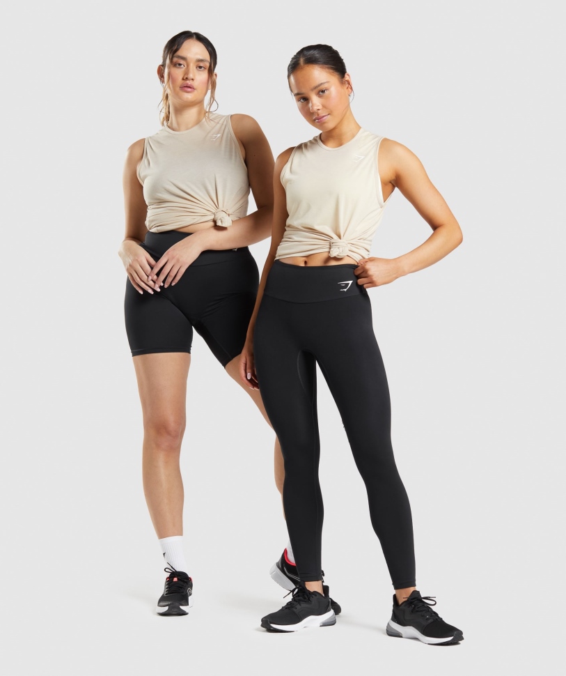 Gymshark Training Drop Tank Tank βανίλια καφέ