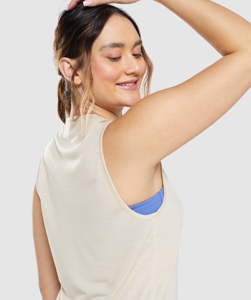 Gymshark Training Drop Tank Tank βανίλια καφέ