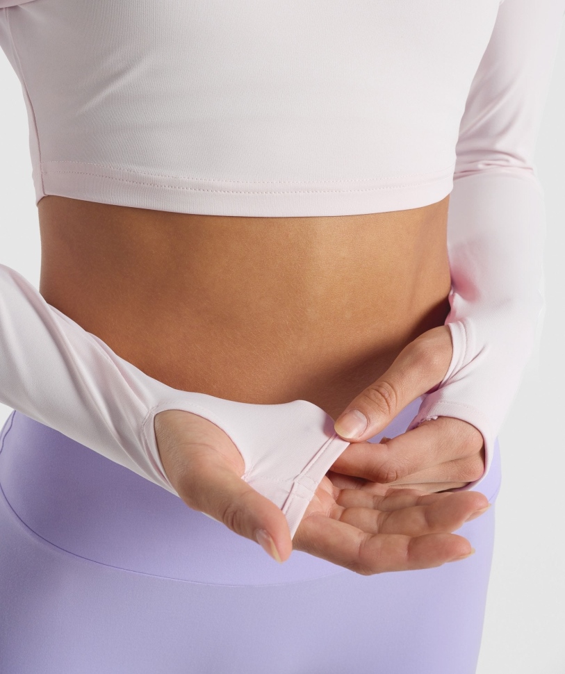 Gymshark Training μακρυμάνικη κροπ τοπ κρέμα