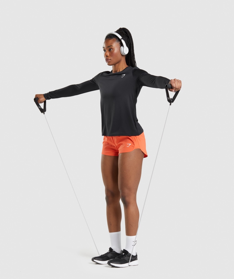 γυμναστήριο γυμναστικής μακρυμάνικο τοπ μαύρο