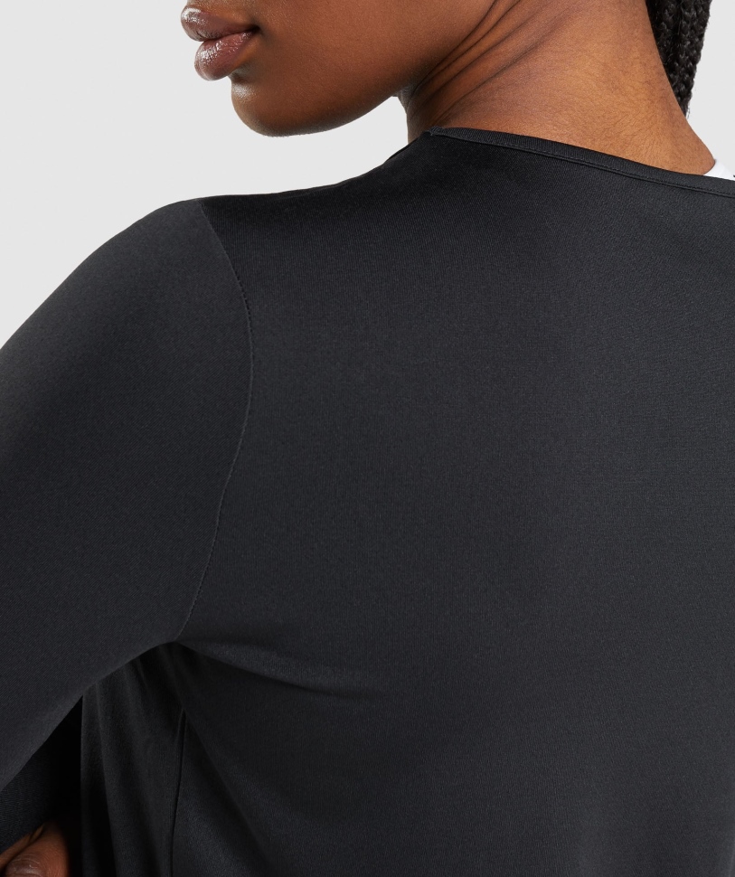 γυμναστήριο γυμναστικής μακρυμάνικο τοπ μαύρο