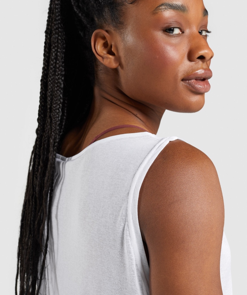 Gymshark προπόνηση μεγάλου μεγέθους τανκ λευκό