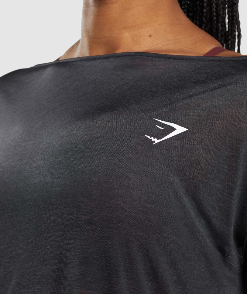 προπόνηση Gymshark Oversized Top μαύρο