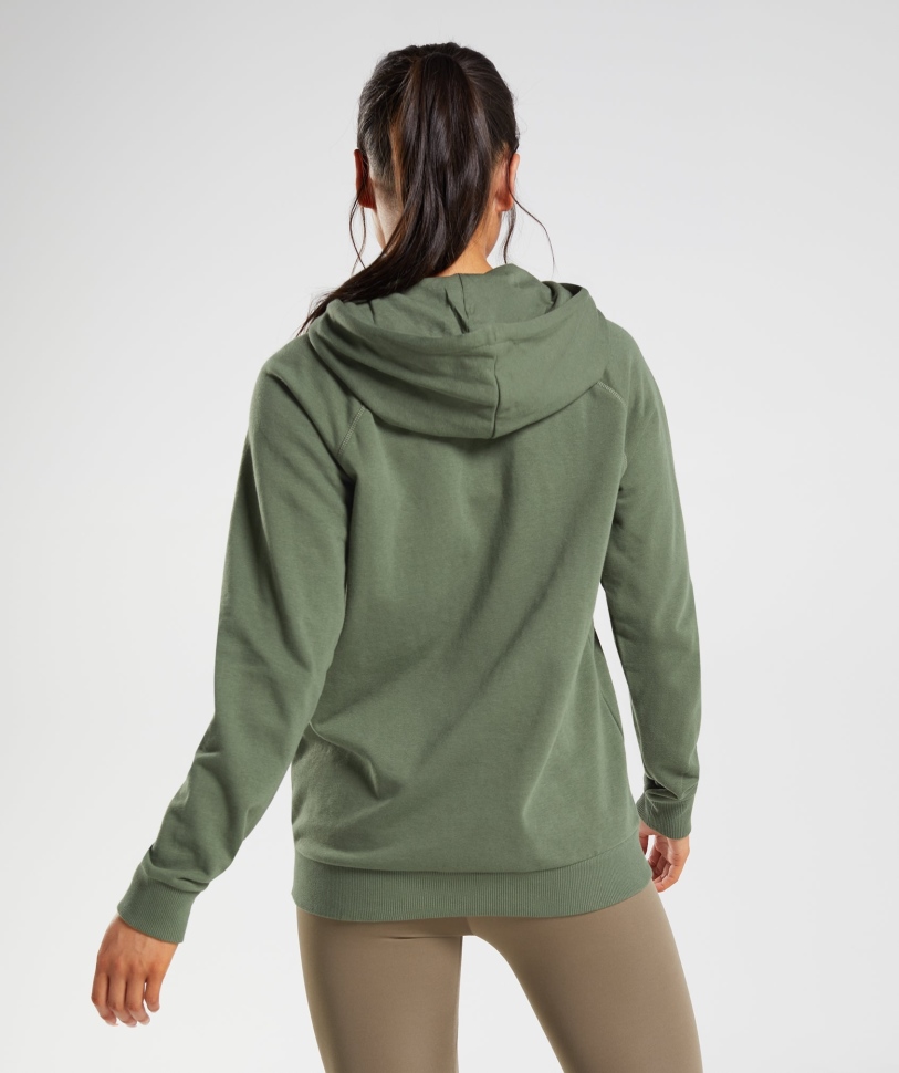 Gymshark προπόνηση με φερμουάρ Hoodie πυρήνα ελιάς