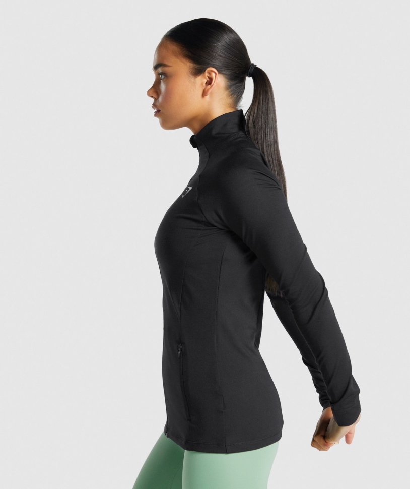 Μαύρο φερμουάρ προπόνησης Gymshark