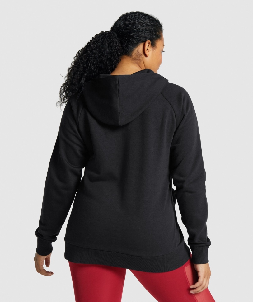 Gymshark προπόνηση με φερμουάρ μέχρι Hoodie μαύρο