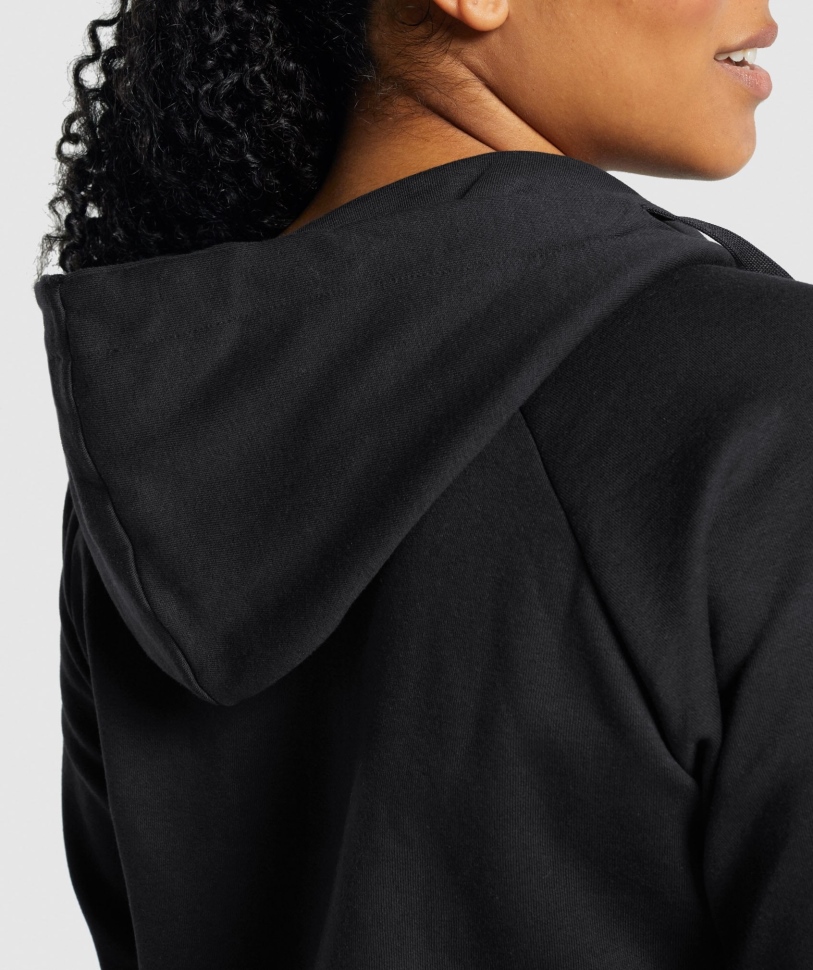 Gymshark προπόνηση με φερμουάρ μέχρι Hoodie μαύρο