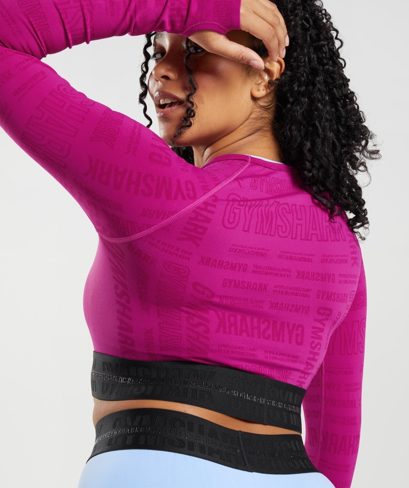 Gymshark Vision μακρυμάνικο Crop Top Dragon Pink