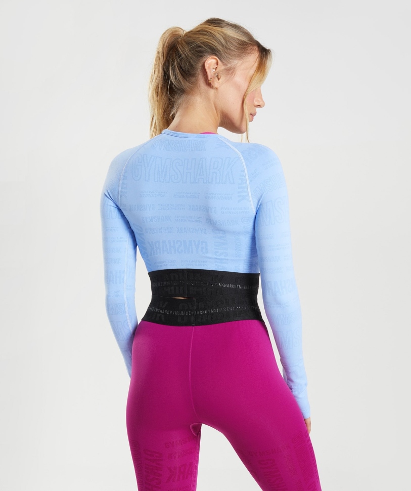 Gymshark Vision μακρυμάνικο Crop Top Moonstone μπλε