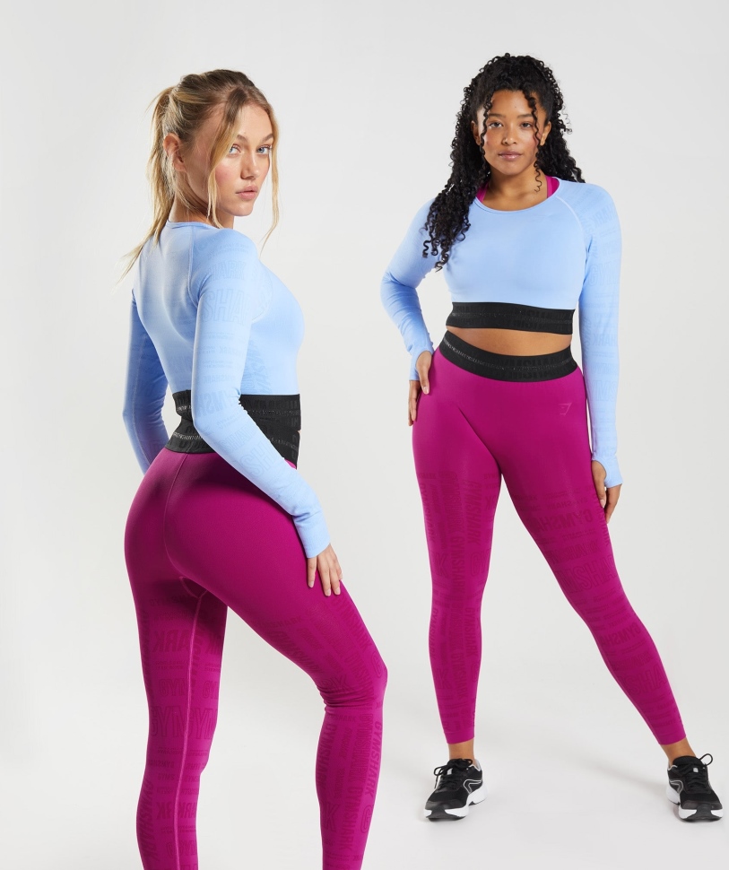 Gymshark Vision μακρυμάνικο Crop Top Moonstone μπλε
