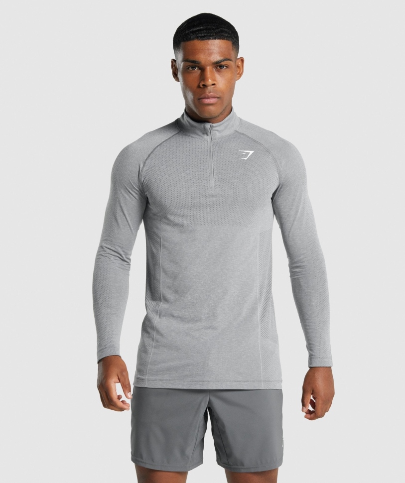 Gymshark Vital Light 1/4 φερμουάρ κάρβουνο Marl