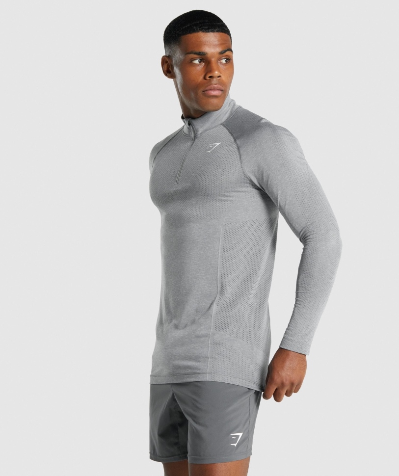 Gymshark Vital Light 1/4 φερμουάρ κάρβουνο Marl