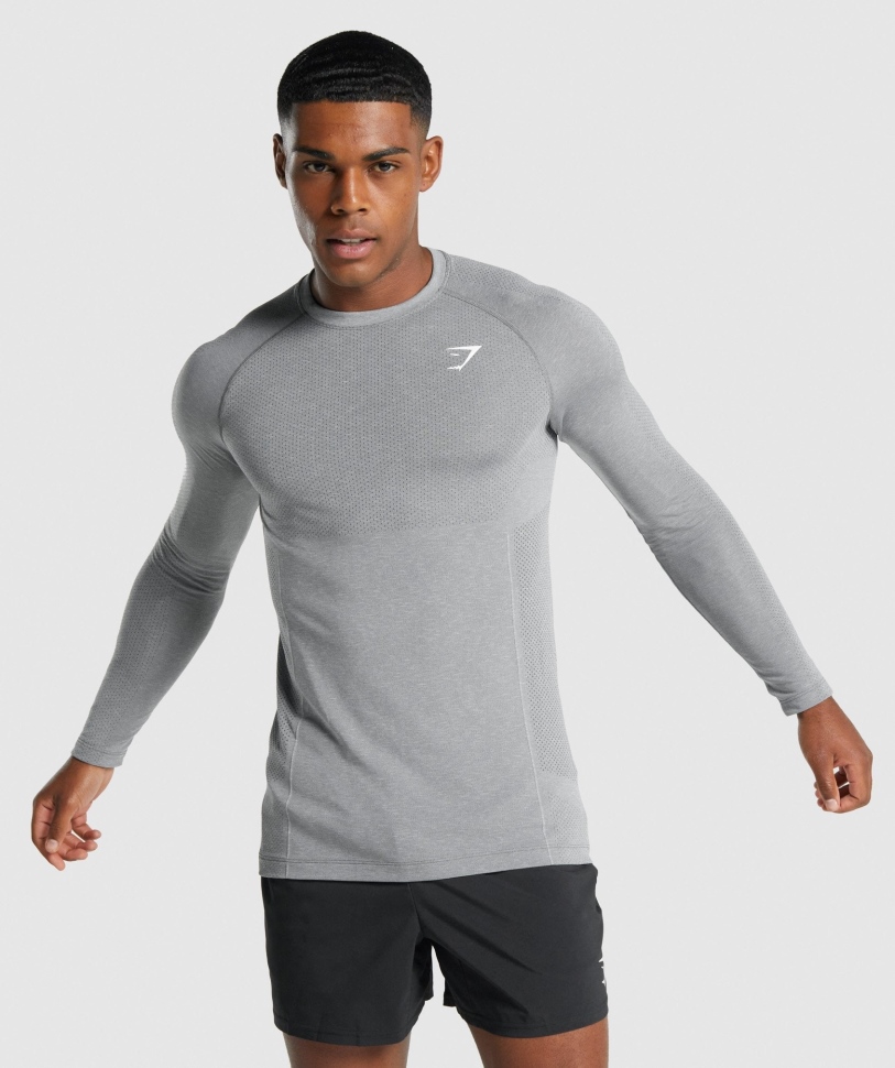 μακρυμάνικο μπλουζάκι Gymshark Vital Light χωρίς ραφή κάρβουνο μάργα