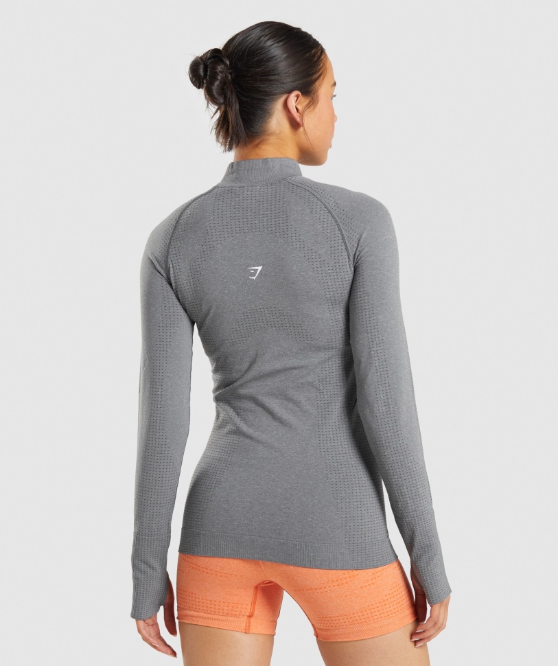 Gymshark Vital Seamless 2.0 1/2 πουλόβερ με φερμουάρ Smokey Grey Marl